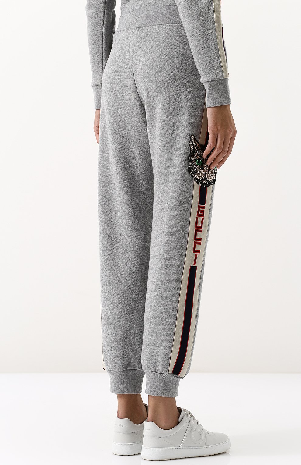 Хлопковые джоггеры с лампасами и декоративной отделкой GUCCI, арт. 502119/X9P79, фото 4