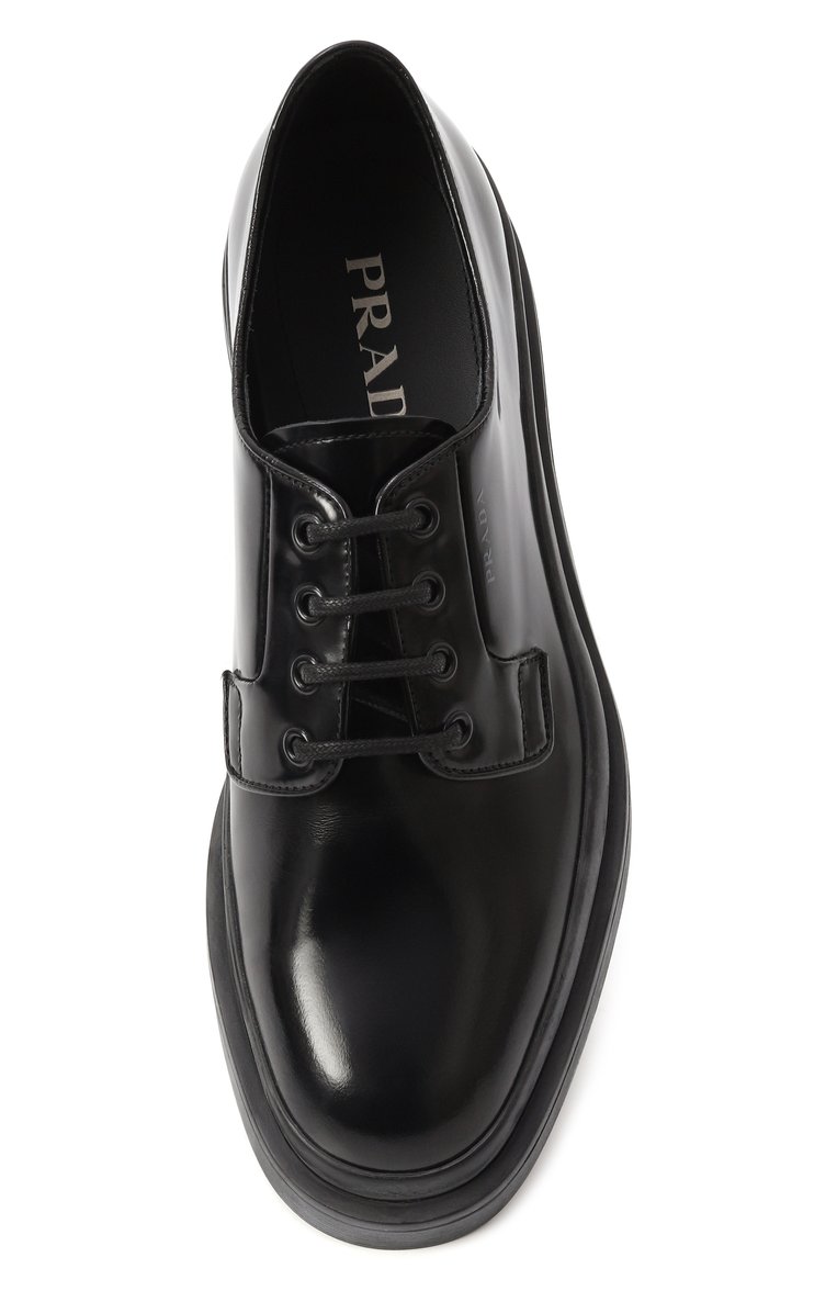 Мужские кожаные дерби PRADA черного цвета, арт. 2EE311-P39-F0002-G000 | Фото 6 (Материал внешний: Натуральная кожа; Стили: Классический; Нос: Не проставлено)