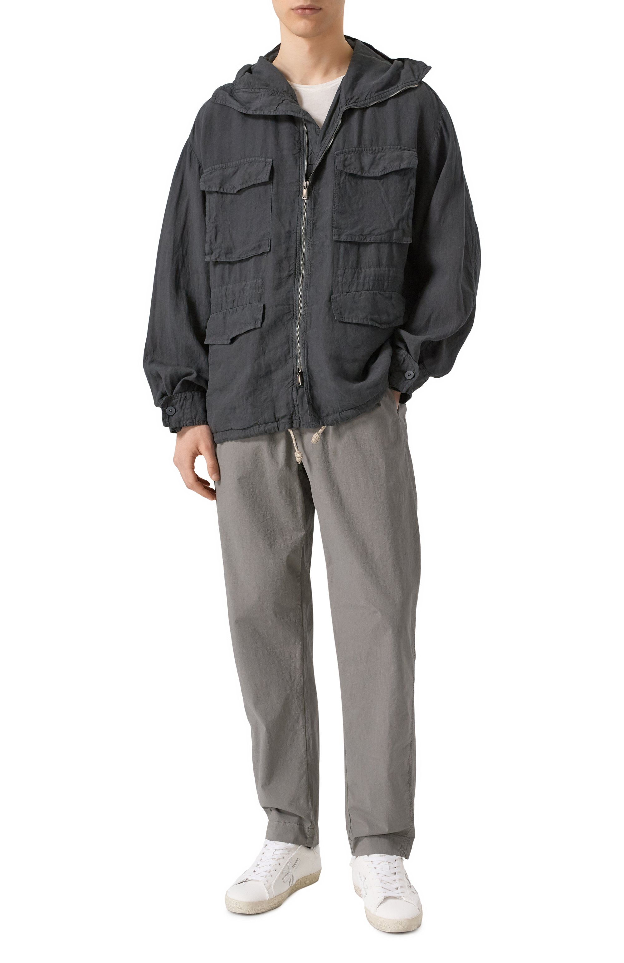 Хлопковые брюки TRANSIT серого цвета по цене 42500 руб., арт. CFUTRZG162, фото 2 Хлопковые брюки TRANSIT, арт. CFUTRZG162, фото 2