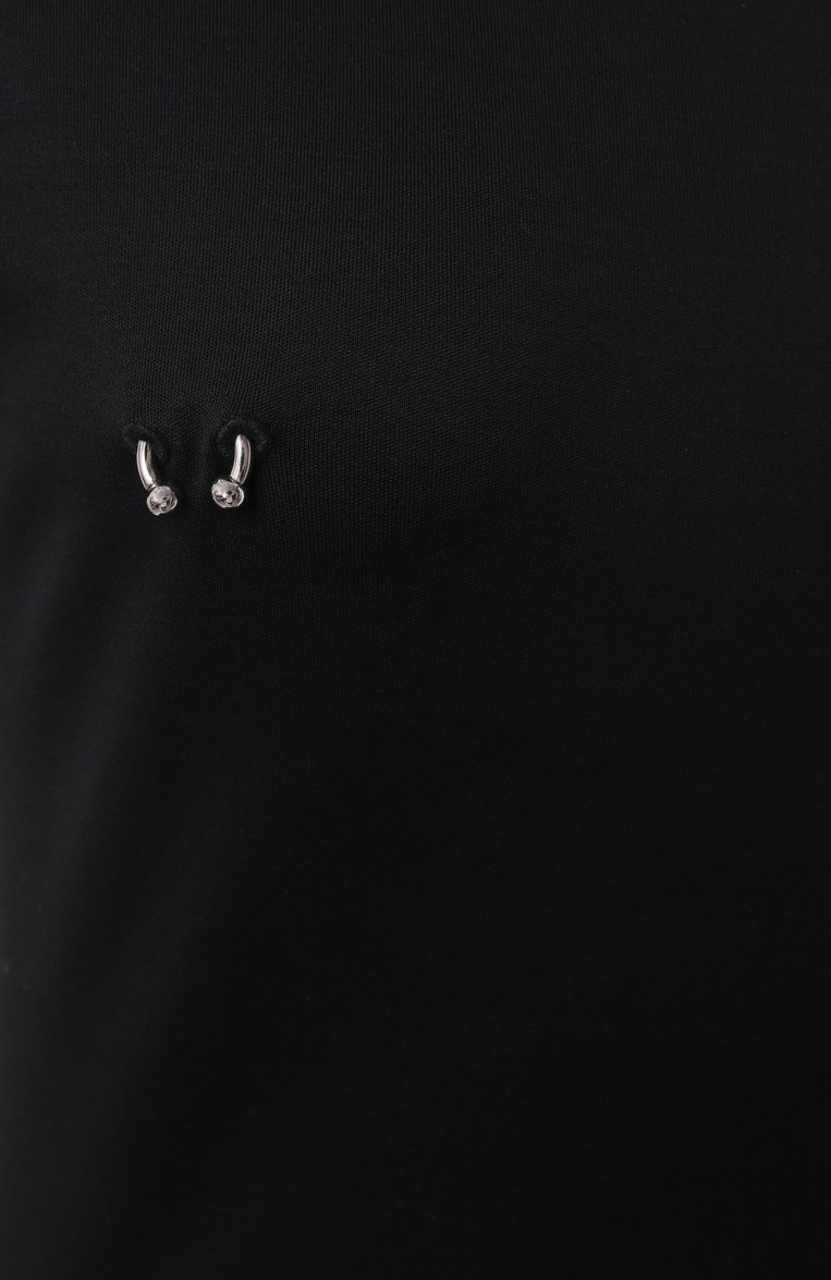 Женский хлопковый топ MUGLER черного цвета, арт. 25P3TS01086016 | Фото 6 (Рукава: Короткие; Длина (для топов): Укороченные; Принт: Без принта; Стили: Гламурный, Панк; Материал внешний: Хлопок)