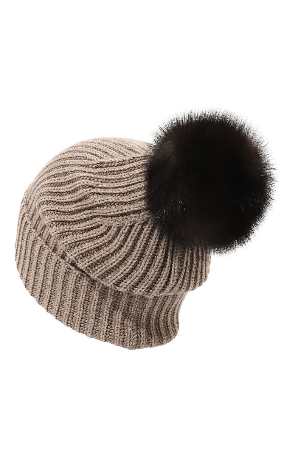 Шерстяная шапка с отделкой из соболя BLACK SABLE бежевого цвета по цене 57000 руб., арт. BS-47CC11, фото 2 Шерстяная шапка с отделкой из соболя BLACK SABLE, арт. BS-47CC11, фото 2