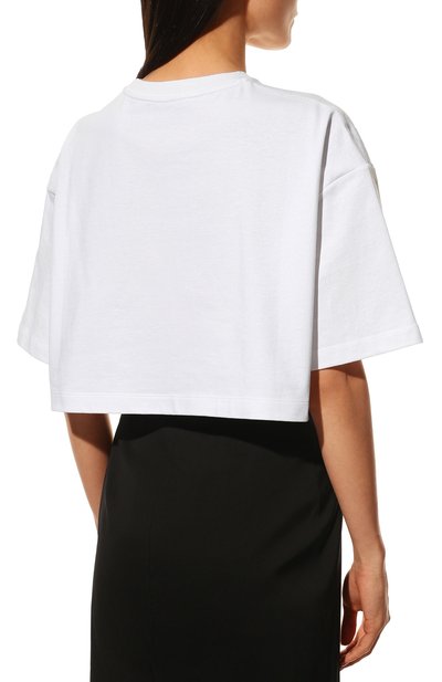 Хлопковая футболка PRADA белого цвета по цене 72000 руб., арт. 3560A-10UP-F0009-212, фото 4 Хлопковая футболка PRADA, арт. 3560A-10UP-F0009-212, фото 4