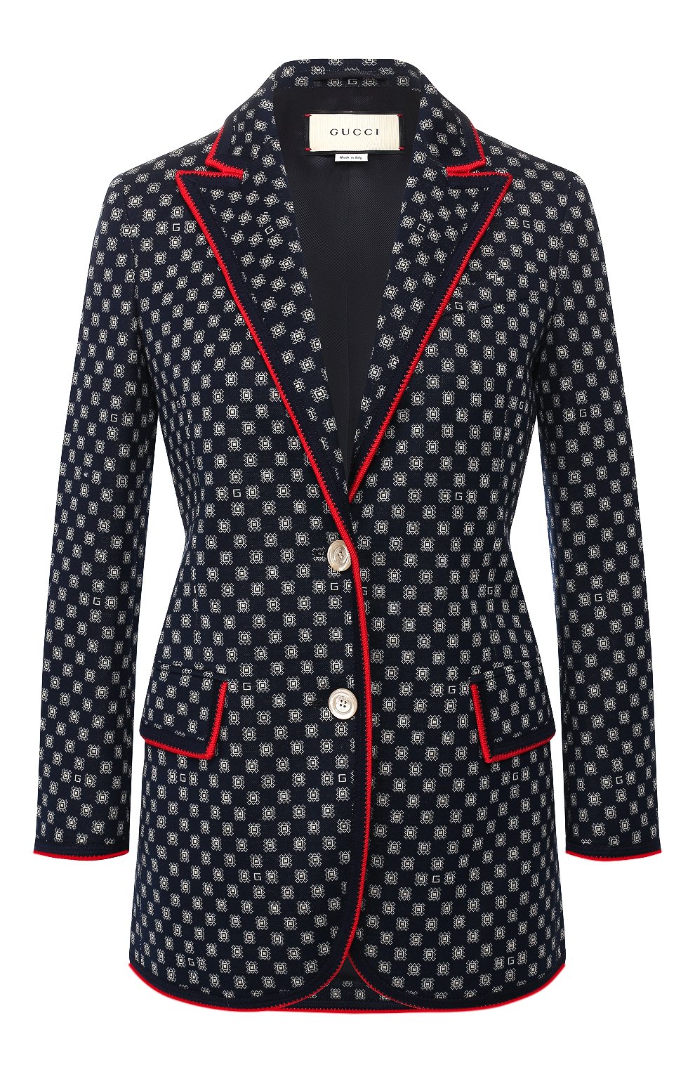Хлопковый жакет GUCCI синего цвета по цене 158000 руб., арт. 550723/ZAAEN, фото 1 Хлопковый жакет GUCCI, арт. 550723/ZAAEN, фото 1