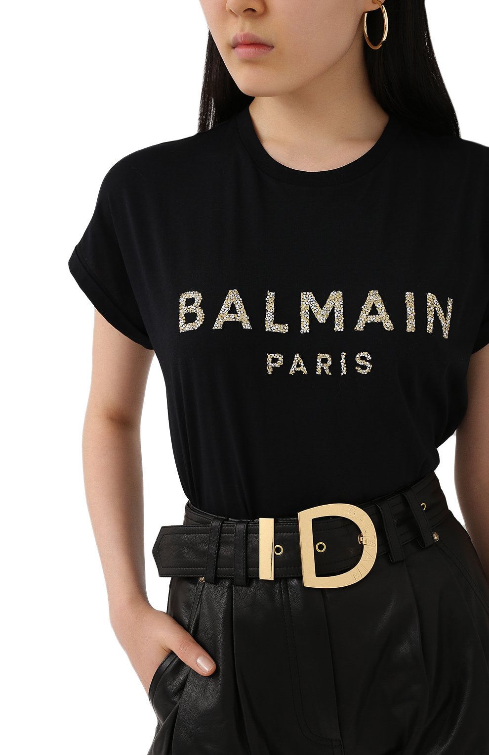 Футболка BALMAIN черного цвета по цене 58550 руб., арт. UF11351/I509, фото 3 Футболка BALMAIN, арт. UF11351/I509, фото 3
