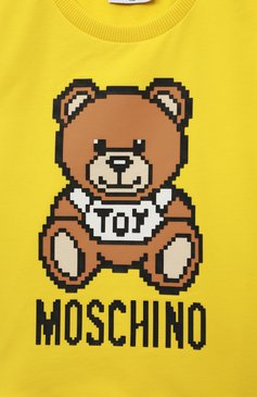 Детское хлопковое платье MOSCHINO желтого цвета, арт. HCV07E/LDA13/10A-14A | Фото 3 (Материал внешний: Хлопок; Рукава: Короткие; Ростовка одежда: 10 - 11 лет | 140 - 146см, 12 лет | 152 см, 13 - 15 лет | 158 см)
