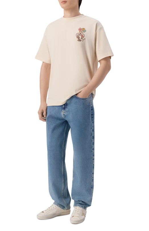 Хлопковая футболка Drole De Monsieur K-TS308-C0002-SD Бежевый  K-TS308-C0002-SD Фото 2