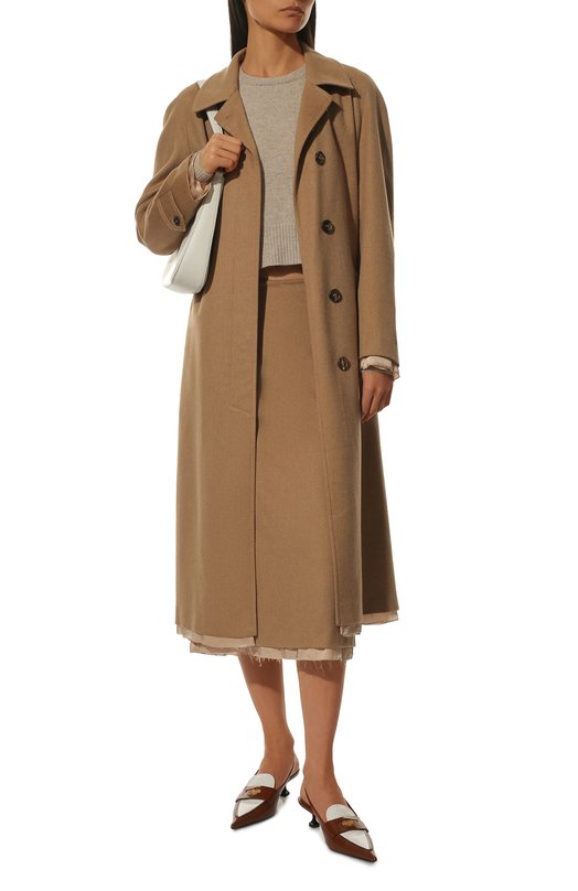 Шерстяное пальто Miu Miu MS1893-165-F0040 Бежевый  MS1893-165-F0040 Фото 2