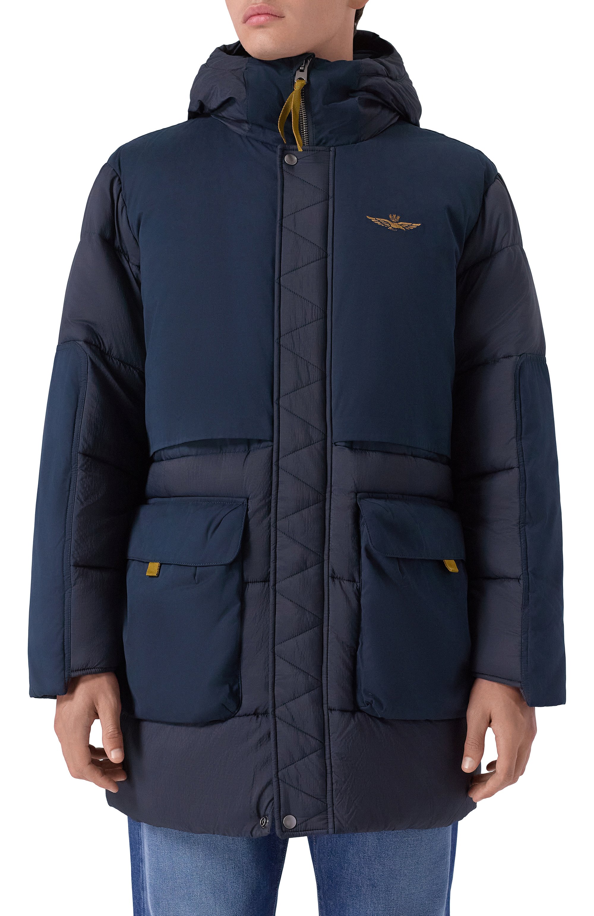 Пуховик AERONAUTICA MILITARE темно-синего цвета по цене 73300 руб., арт. AB3015UCT04211, фото 3 Пуховик AERONAUTICA MILITARE, арт. AB3015UCT04211, фото 3