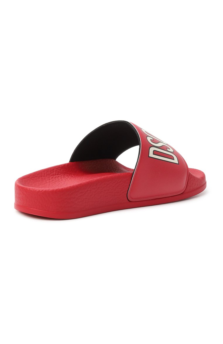 Детские шлепанцы DSQUARED2 красного цвета, арт. DQ0885/P8151 | Фото 3 (Автоматизация состава: Проставлено; Материал внешний: Экокожа; Нос: Не проставлено)