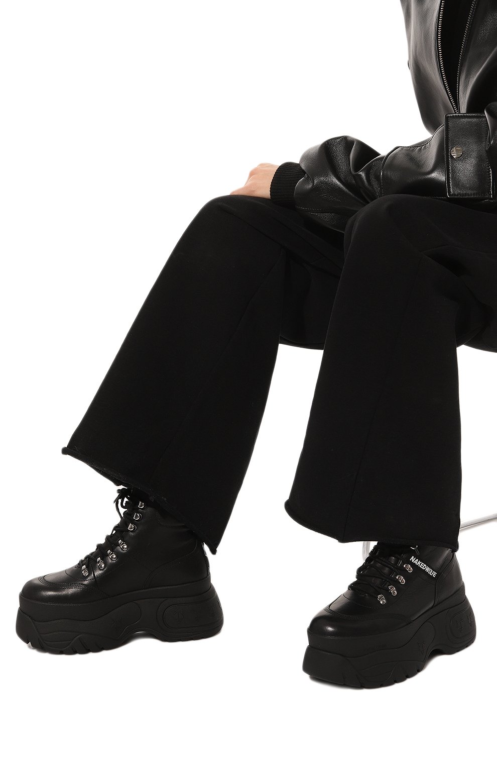 Кожаные ботинки spike NAKED WOLFE черного цвета по цене 35600 руб., арт. SPIKE/LEATHER, фото 3 Кожаные ботинки spike NAKED WOLFE, арт. SPIKE/LEATHER, фото 3