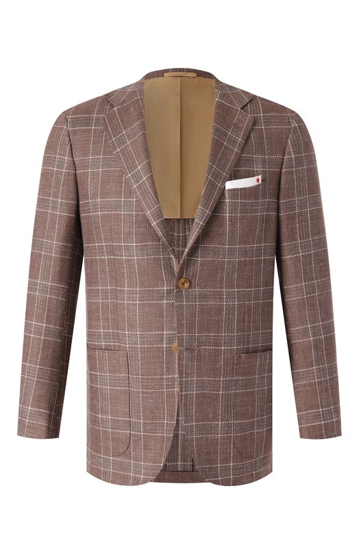 Пиджак из кашемира и шерсти Kiton UG81K0610E59 Коричневый UG81K0610E59