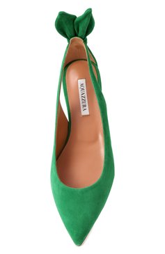 Женские замшевые балетки bow tie AQUAZZURA зеленого цвета, арт. DENFLAB0-SUE-000 | Фото 6 (Материал внутренний: Натуральная кожа; Каблук высота: Низкий; Подошва: Плоская; Драгоценные камни: Проставлено; Материал внешний: Натуральная кожа, Замша; Материал сплава: Проставлено)