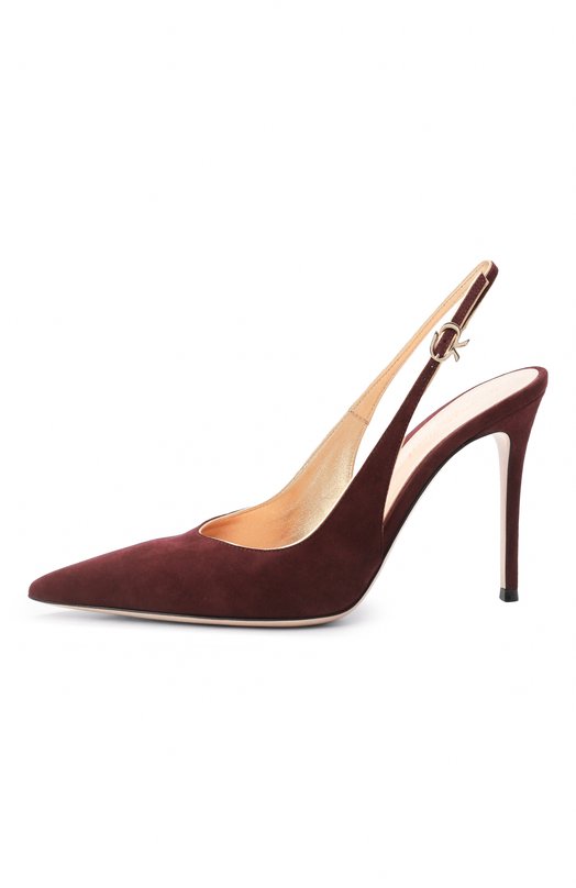 Замшевые туфли Ribbon Sling 95 Gianvito Rossi G95532.95RIC.XCKRYMK Бордовый  G95532.95RIC.XCKRYMK Фото 4