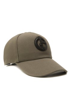 Мужская хлопковая бейсболка GIORGIO ARMANI хаки цвета, арт. GM001048/AF15165 | Фото 1 (Материал: Текстиль, Хлопок; Нос: Не проставлено)