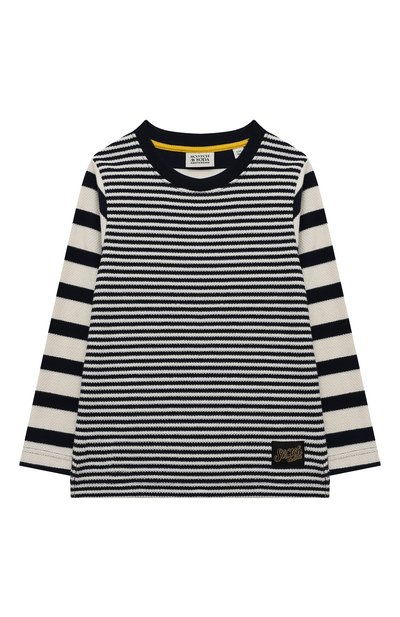 Хлопковый лонгслив SCOTCH AND SODA синего цвета по цене 5595 руб., арт. 167649-22-FWBM-D50, фото 1 Хлопковый лонгслив SCOTCH AND SODA, арт. 167649-22-FWBM-D50, фото 1