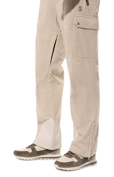 Кожаные кроссовки BRUNELLO CUCINELLI хаки цвета по цене 94150 руб., арт. MZUAVLA289, фото 3 Кожаные кроссовки BRUNELLO CUCINELLI, арт. MZUAVLA289, фото 3