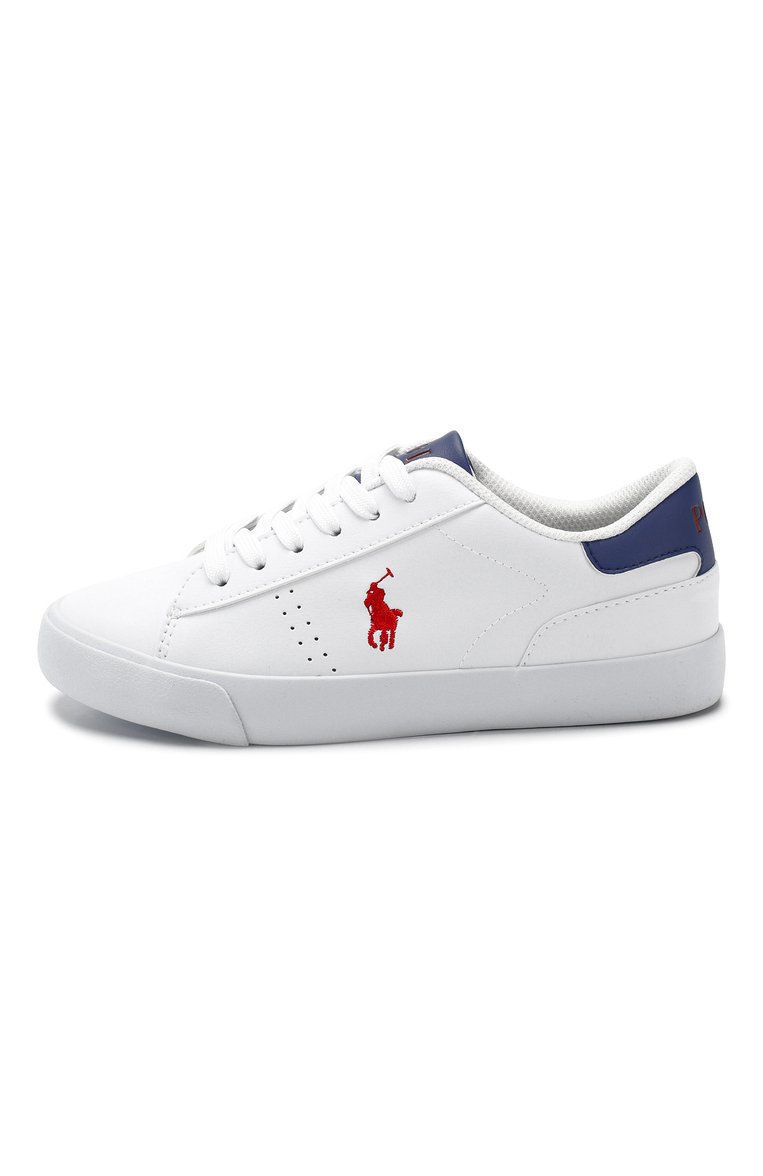 Детские кеды на шнуровке POLO RALPH LAUREN белого цвета, арт. RF101533/JUNI0R | Фото 2 (Статус проверки: Проверено, Проверена категория; Материал внутренний: Текстиль; Материал внешний: Экокожа; Нос: Не проставлено)