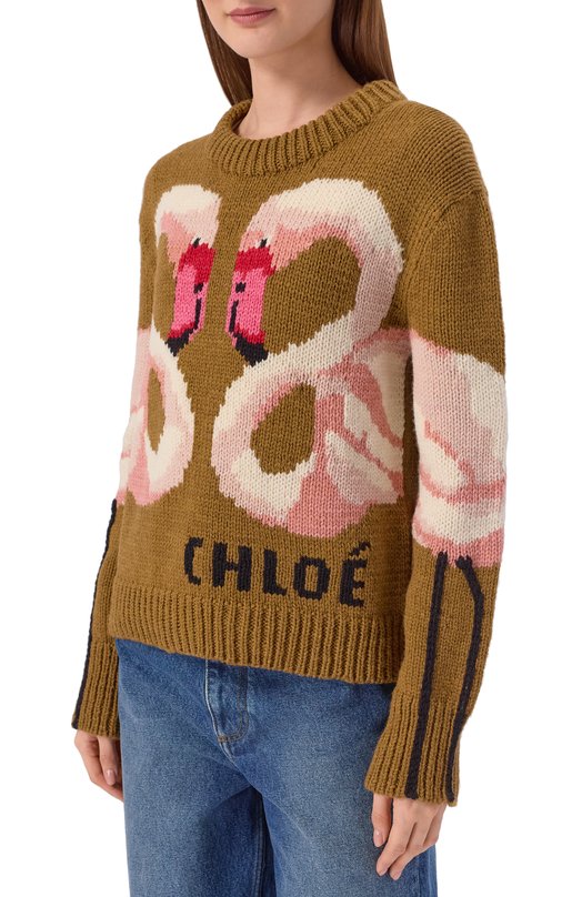 Шерстяной свитер Chloé CH26SMP32615 Коричневый  CH26SMP32615 Фото 3