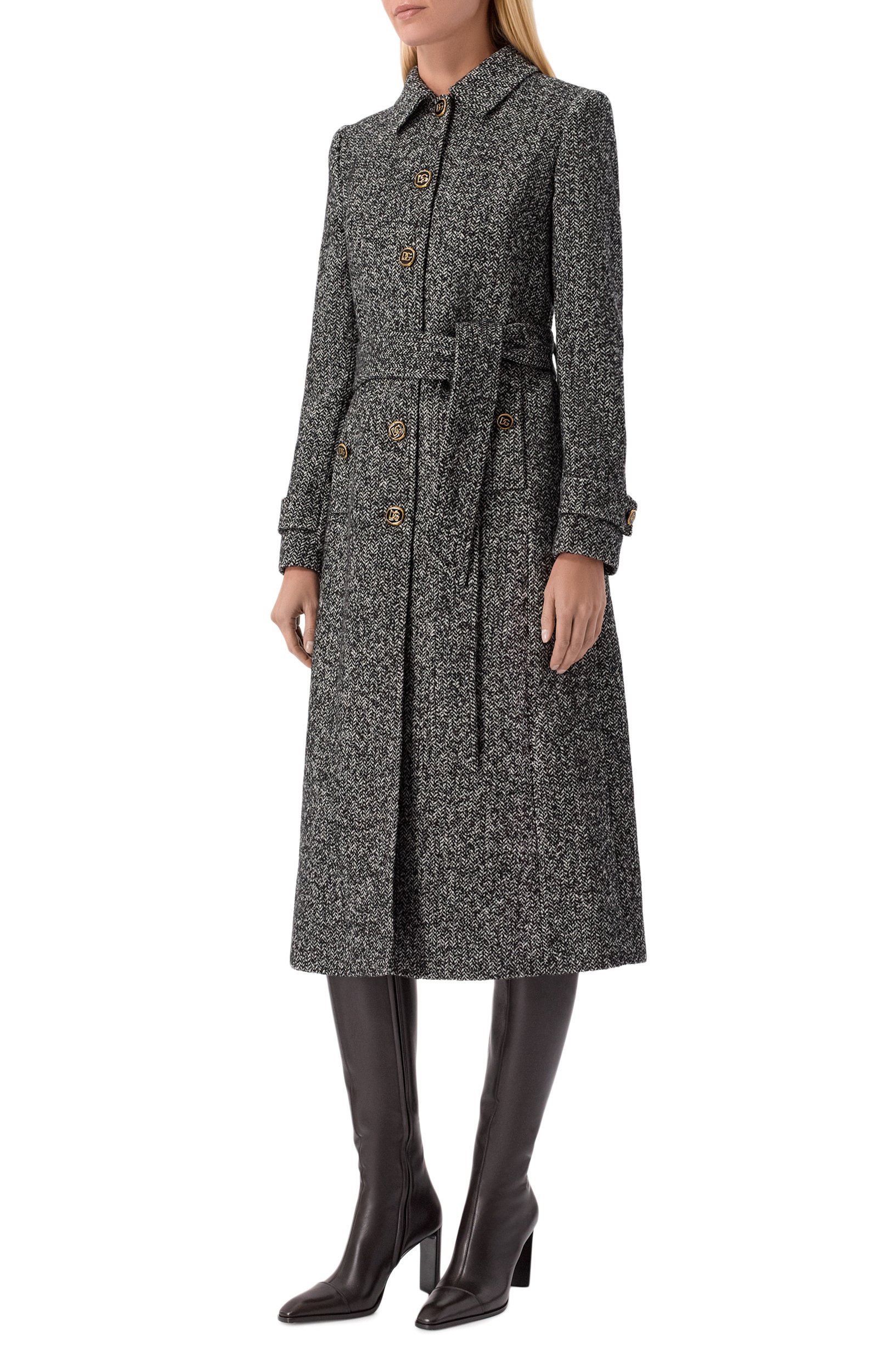 Шерстяное пальто DOLCE & GABBANA серого цвета по цене 542500 руб., арт. F0W7TT/FCZAE, фото 3 Шерстяное пальто DOLCE & GABBANA, арт. F0W7TT/FCZAE, фото 3