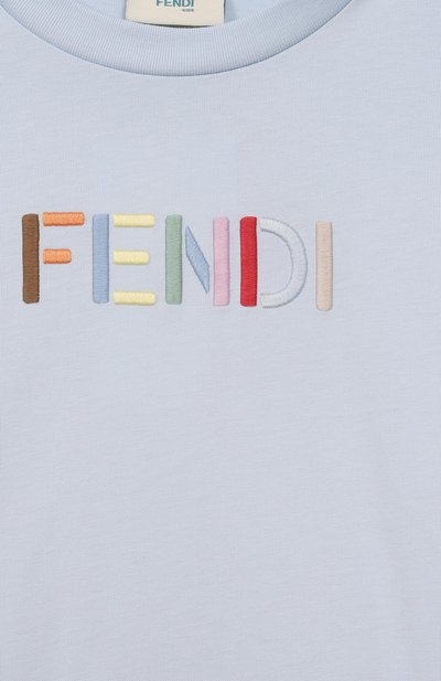 Хлопковая футболка FENDI голубого цвета по цене 25550 руб., арт. JUI207/AY8D/3A-6A, фото 3 Хлопковая футболка FENDI, арт. JUI207/AY8D/3A-6A, фото 3