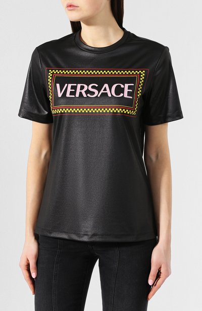 Футболка с логотипом бренда VERSACE черного цвета по цене 53800 руб., арт. A82664/A227601, фото 3 Футболка с логотипом бренда VERSACE, арт. A82664/A227601, фото 3