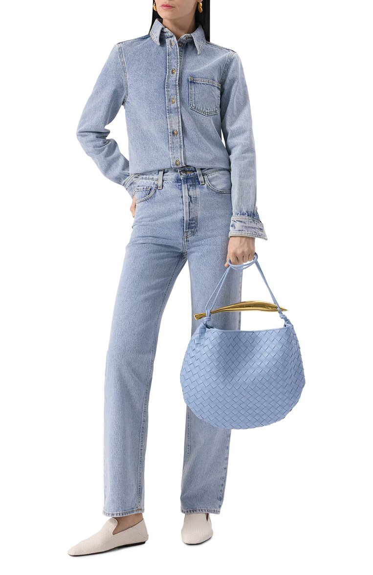Женская сумка sardine medium BOTTEGA VENETA голубого цвета, арт. 754988-VCPP1 | Фото 8 (Размер: medium; Материал: Натуральная кожа; Автоматизация состава: Проставлено; Автоматизация ТО: Проставлено)