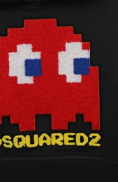 Детский хлопковое худи DSQUARED2 черного цвета, арт. DQ2168/D003G | Фото 3 (Рукава: Длинные; Мальчики Кросс-КТ: Худи-одежда; Материал сплава: Проставлено; Материал внешний: Хлопок; Драгоценные камни: Проставлено)