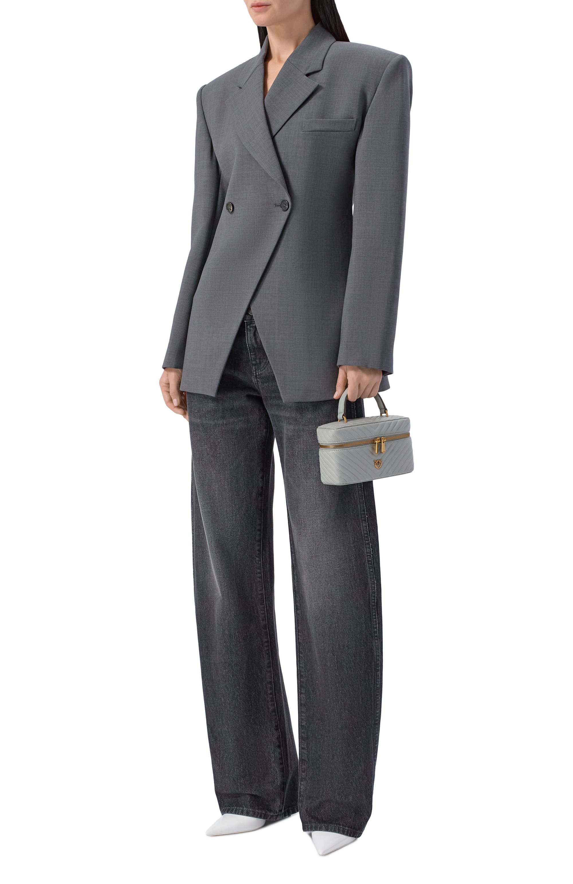 Сумка vanity mini PINKO светло-серого цвета по цене 26300 руб., арт. 106382/A0GK, фото 3 Сумка vanity mini PINKO, арт. 106382/A0GK, фото 3