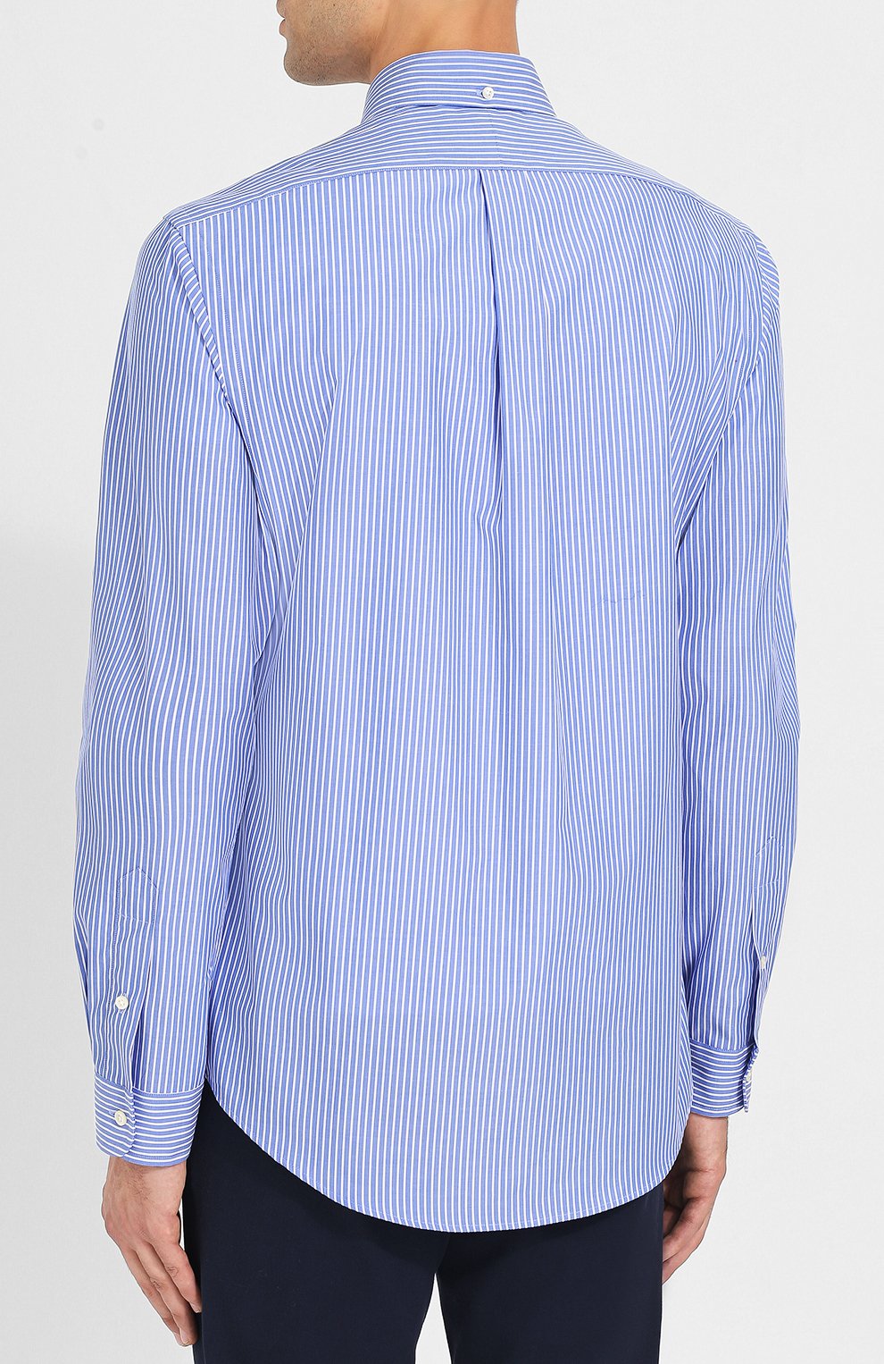 Хлопковая рубашка в полоску с воротником button down POLO RALPH LAUREN, арт. 710710556, фото 4