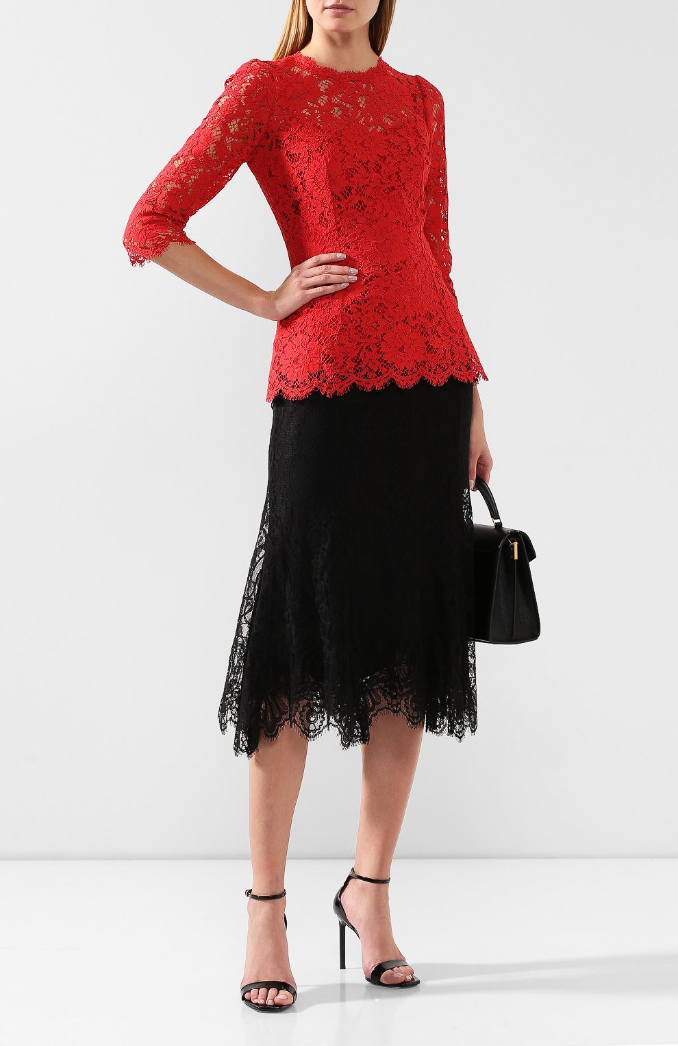 Кружевная юбка DOLCE & GABBANA черного цвета по цене 156500 руб., арт. F4BQ3T/FLMUV, фото 2 Кружевная юбка DOLCE & GABBANA, арт. F4BQ3T/FLMUV, фото 2