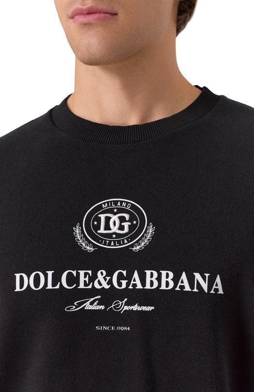 Хлопковый свитшот Dolce & Gabbana G9AHSZ/G7PBF Чёрный  G9AHSZ/G7PBF Фото 5