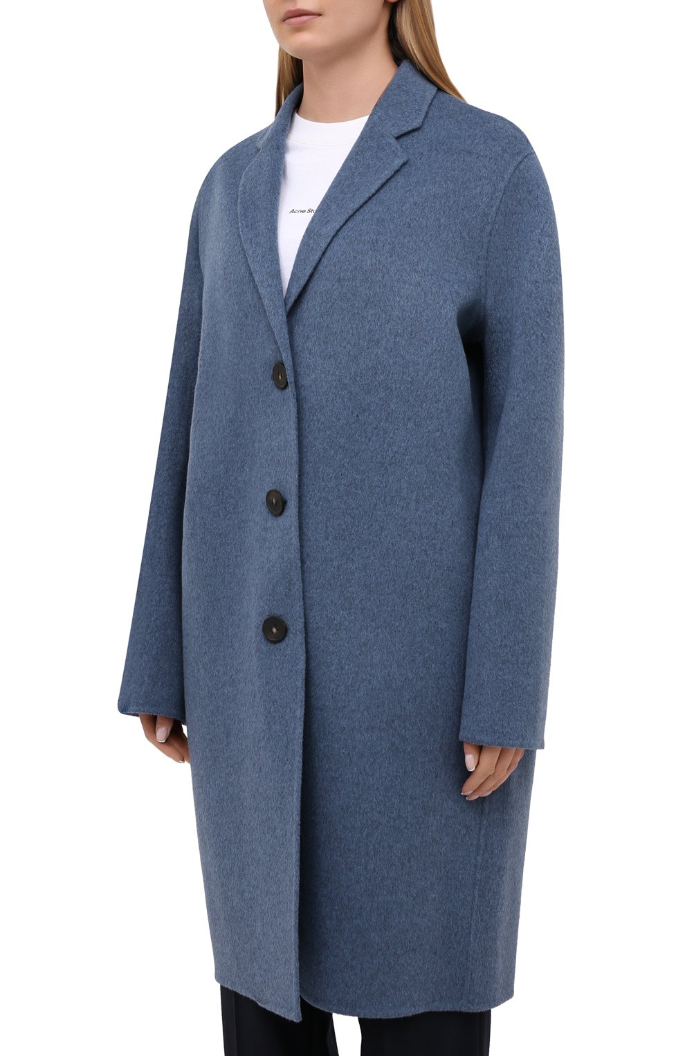 Шерстяное пальто ACNE STUDIOS голубого цвета по цене 99850 руб., арт. A90281, фото 3 Шерстяное пальто ACNE STUDIOS, арт. A90281, фото 3