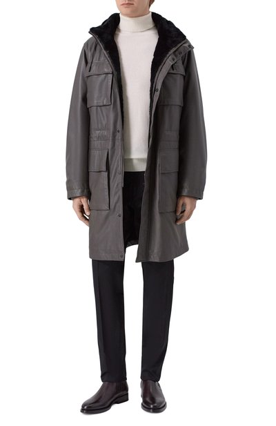 Кожаная парка с подкладкой из бобра MVST, арт. M25.1PM.0007/CERV0 SILKY, фото 2