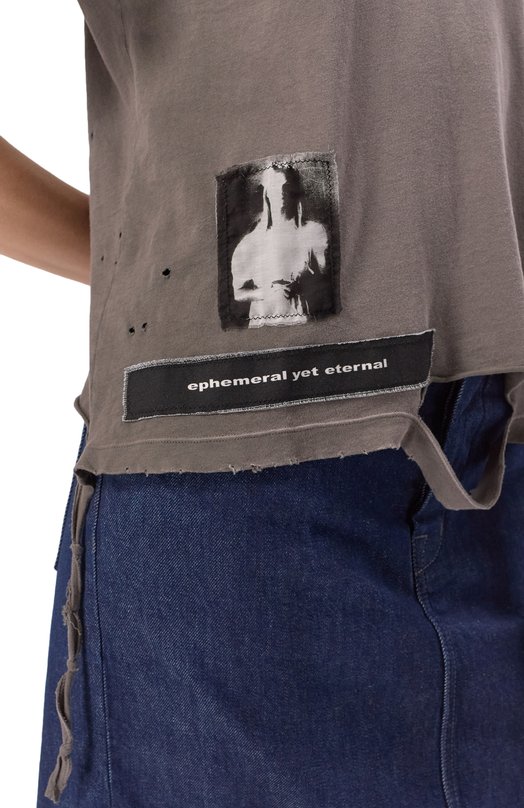 Хлопковая футболка Ann Demeulemeester B0013050/FA638 Серый  B0013050/FA638 Фото 5