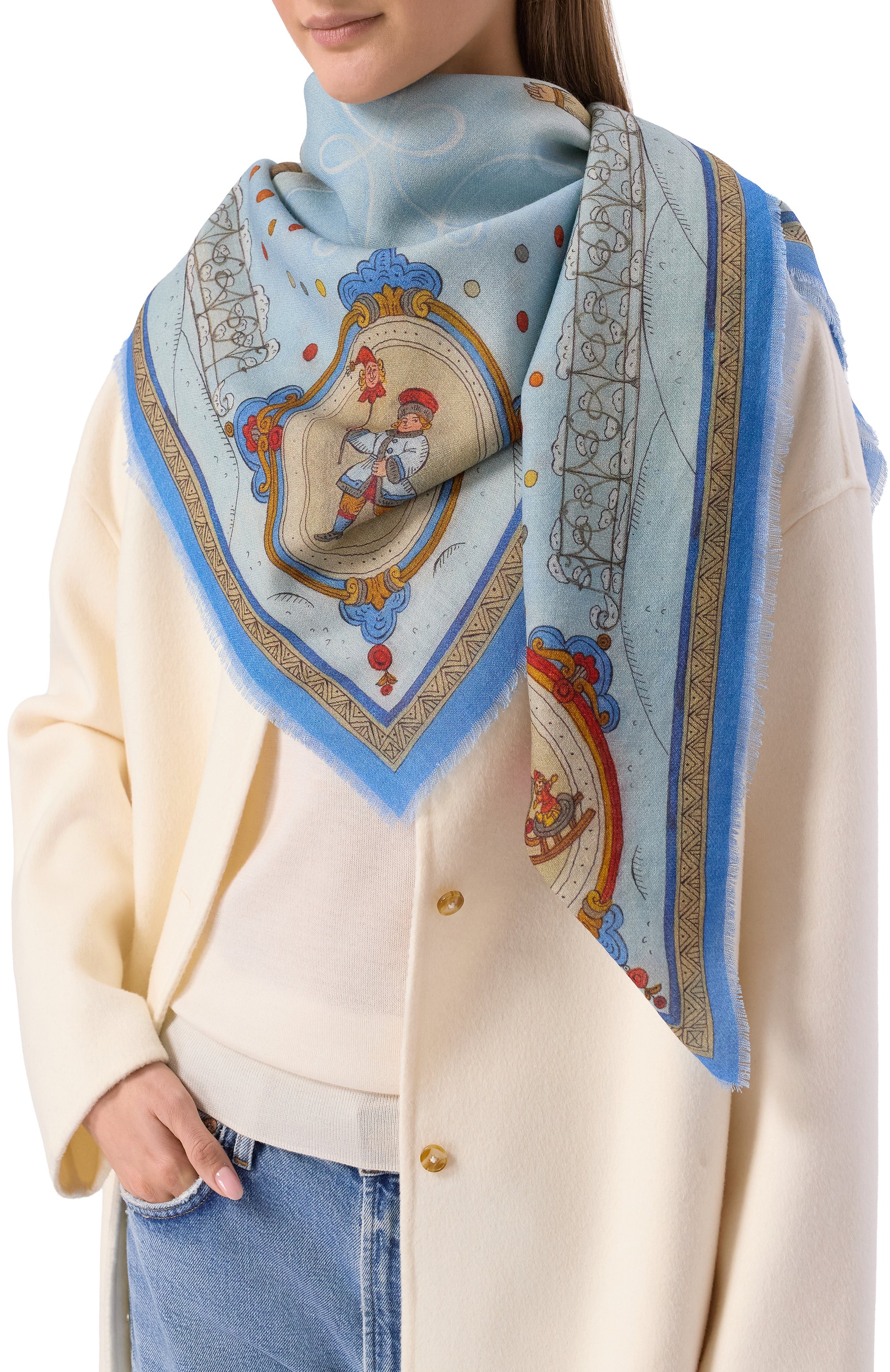 Шерстяная шаль на катке GOURJI, арт. 91144439/61117, фото 2