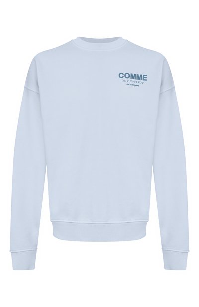 Хлопковый свитшот COMME DES FUCKDOWN голубого цвета по цене 17700 руб., арт. CFABM01920, фото 1 Хлопковый свитшот COMME DES FUCKDOWN, арт. CFABM01920, фото 1