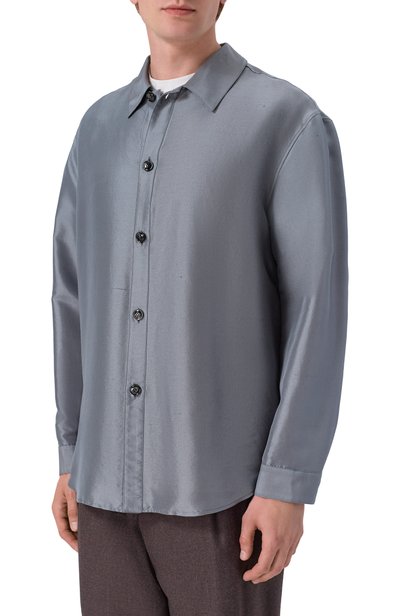 Шелковая рубашка GIORGIO ARMANI серого цвета по цене 269500 руб., арт. GM003421/TE21016, фото 3 Шелковая рубашка GIORGIO ARMANI, арт. GM003421/TE21016, фото 3