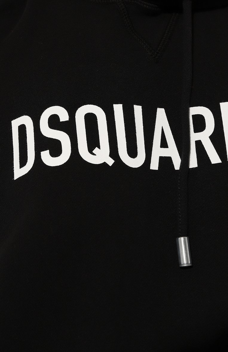 Женское хлопковое платье DSQUARED2 черного цвета, арт. S75CV0617/S25538 | Фото 5 (Рукава: Длинные; Длина Ж (юбки, платья, шорты): Мини; Случай: Повседневный; Материал сплава: Проставлено; Материал внешний: Хлопок; Стили: Спорт-шик; Женское Кросс-КТ: Худи-одежда, Платье-одежда; Драгоценные камни: Проставлено)