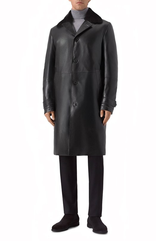 Кожаное пальто с воротником из норки MVST M25.1PM.C003 Чёрный  M25.1PM.C003 Фото 3