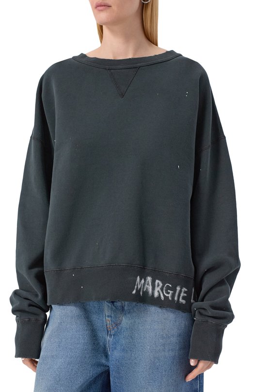 Хлопковый свитшот Maison Margiela S50GU0237/M25019 Синий  S50GU0237/M25019 Фото 3