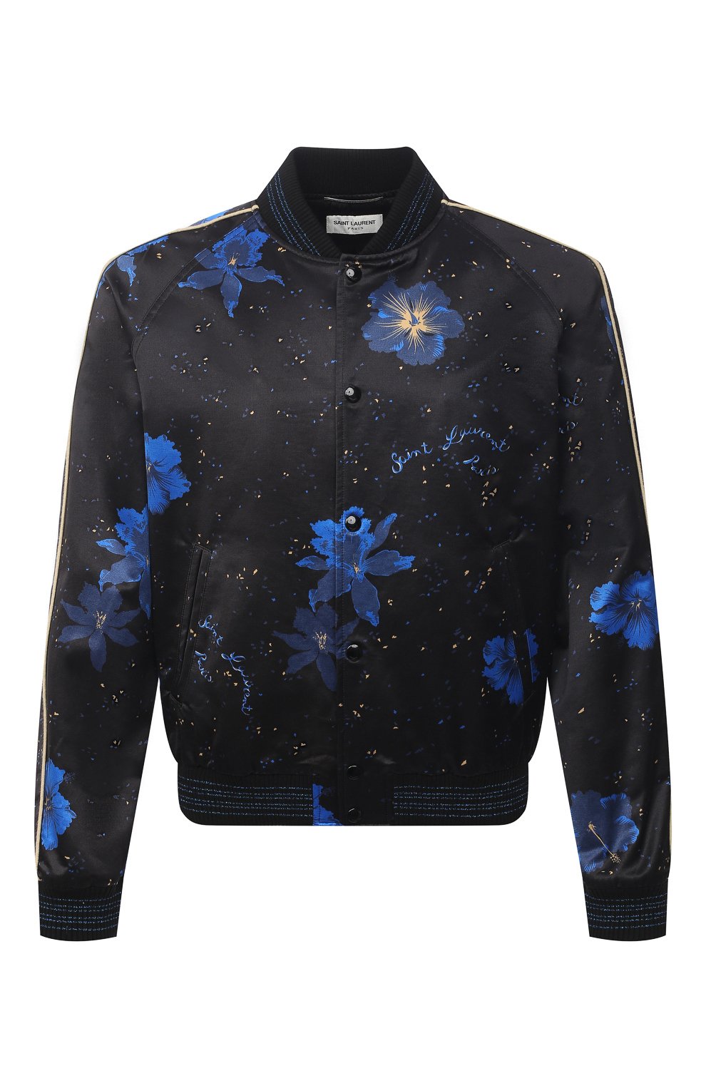 Бомбер из хлопка и вискозы SAINT LAURENT черного цвета по цене 231500 руб., арт. 649112/Y1C02, фото 1 Бомбер из хлопка и вискозы SAINT LAURENT, арт. 649112/Y1C02, фото 1