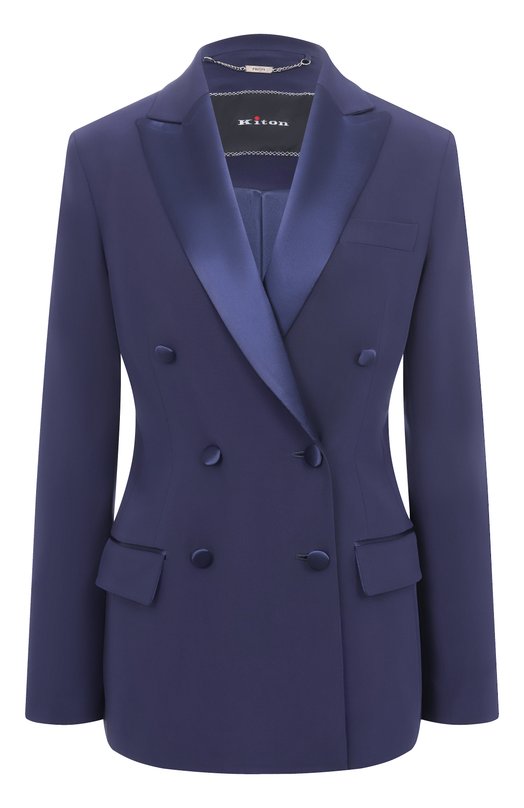 Шелковый жакет Kiton D54515K0977A30 Синий D54515K0977A30