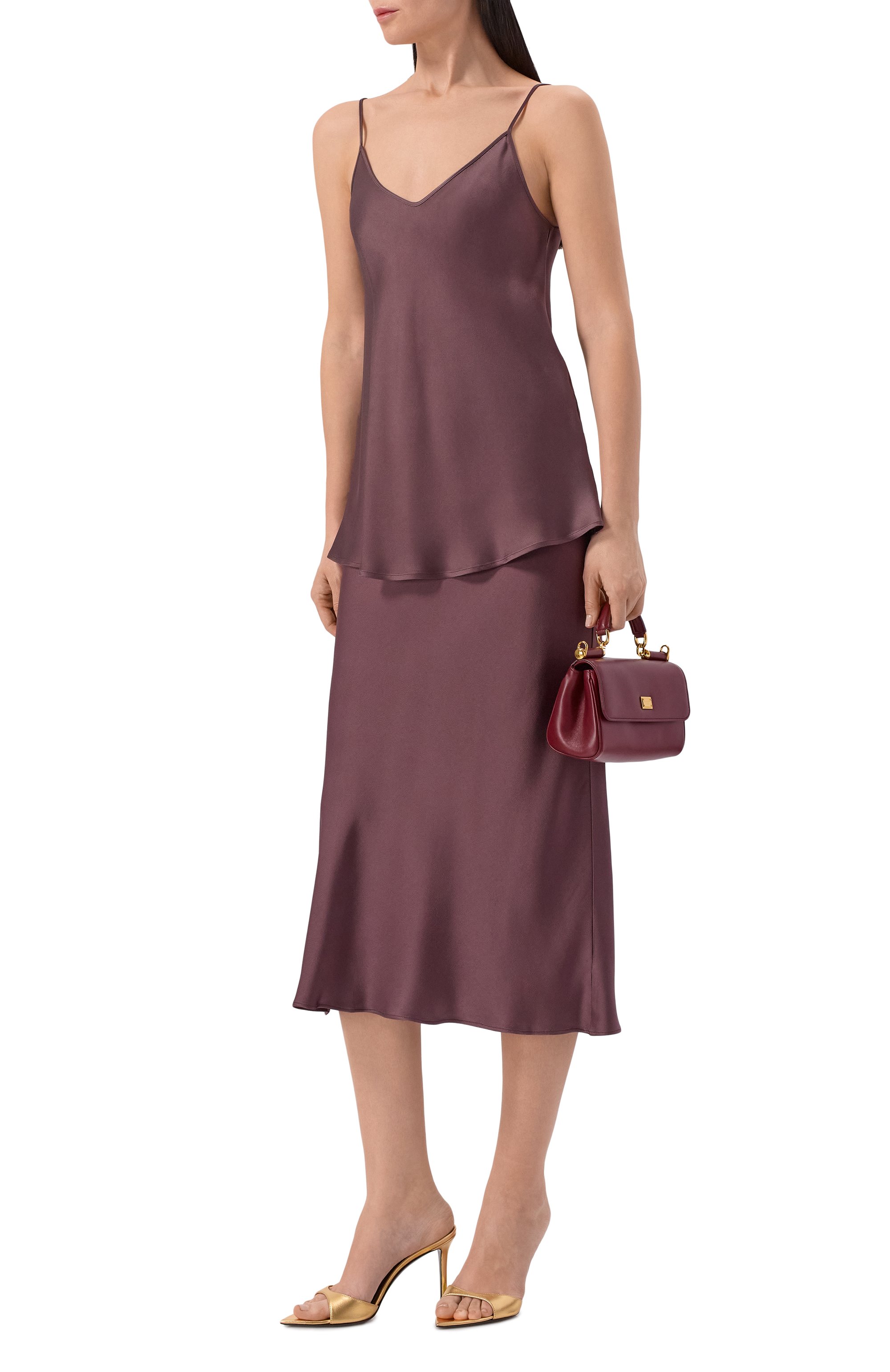 Атласная юбка ANTONELLI FIRENZE коричневого цвета по цене 54050 руб., арт. J9720Q/355C, фото 2 Атласная юбка ANTONELLI FIRENZE, арт. J9720Q/355C, фото 2