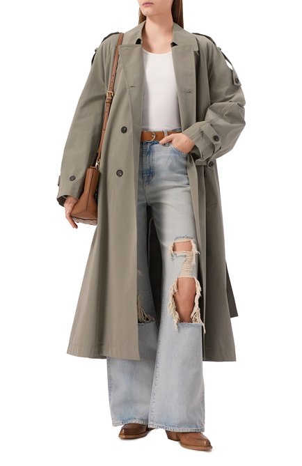 Женские джинсы low slung wide leg 7 FOR ALL MANKIND голубого цвета, арт. 7U230066PAS | Фото 2 (Драгоценные камни: Проставлено; Материал внешний: Хлопок; Материал сплава: Проставлено; Длина (брюки, �джинсы): Стандартные)