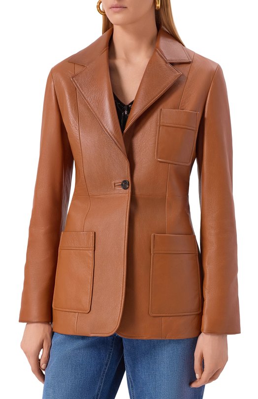 Кожаный жакет Chloé CH25ACV33204 Коричневый  CH25ACV33204 Фото 3