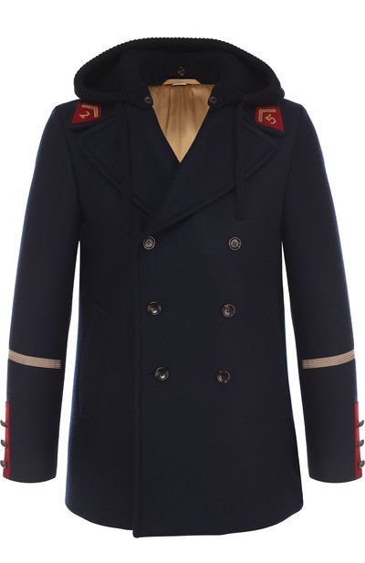 Укороченный шерстяной бушлат с капюшоном GUCCI, арт. 494794/Z531H, фото 1