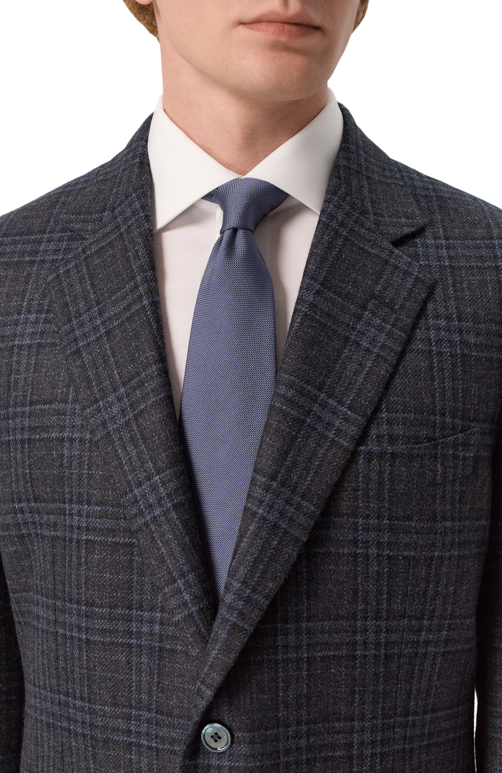 Шелковый галстук CORNELIANI синего цвета по цене 26600 руб., арт. 28U302/2A20302, фото 2 Шелковый галстук CORNELIANI, арт. 28U302/2A20302, фото 2