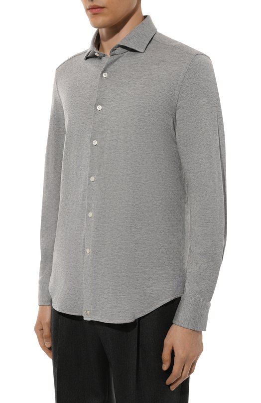 Рубашка из хлопка и кашемира Sonrisa Серый, фото 3