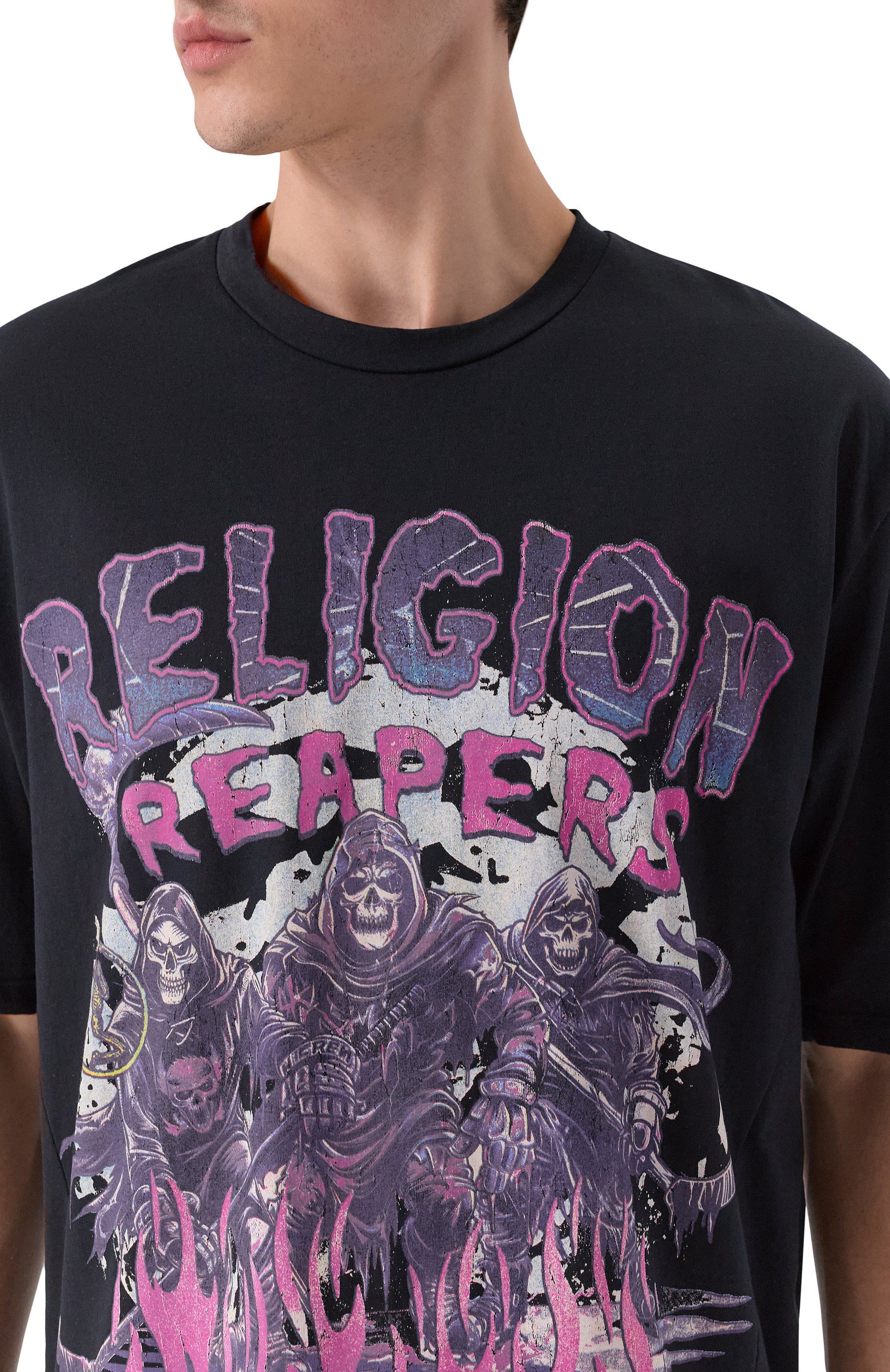 Хлопковая футболка RELIGION черного цвета по цене 6830 руб., арт. 15BRPN97, фото 5 Хлопковая футболка RELIGION, арт. 15BRPN97, фото 5