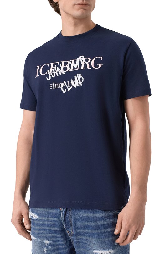 Хлопковая футболка Iceberg F010/6325 Синий  F010/6325 Фото 3